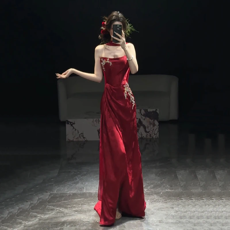 Ele Red Chinese Sle Wedding Dr New 2025 Bridal Gown New Wine Offering Ceremony Long Evening Gown for Women
Ele Red Chinese Sle Wedding Dr New 2025 Bridal Gown New Wine Offering Ceremony Long Evening Gown for Women