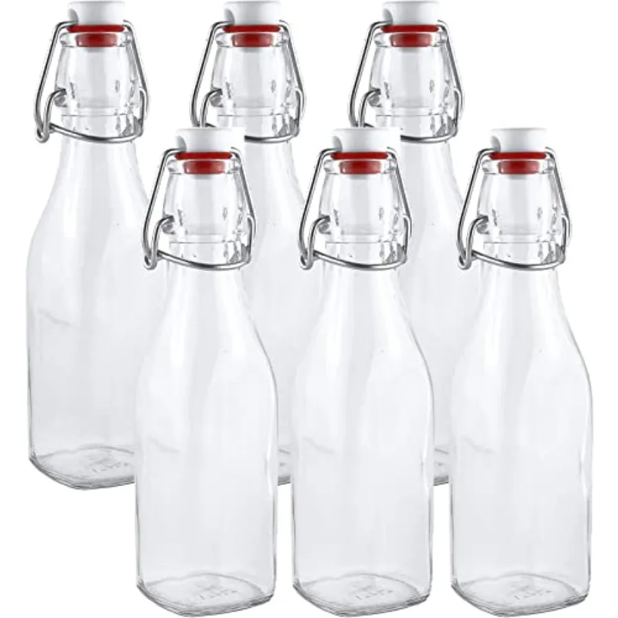 Swing Top Easy Cap Clear Glass Bottles with Caps, Round, 8.5 oz, Set of 6 - Standard Size, Flip Top Glass Bottles to Store Home
Swing Top Easy Cap Clear Glass Bottles with Caps, Round, 8.5 oz, Set of 6 - Standard Size, Flip Top Glass Bottles to Store Home
