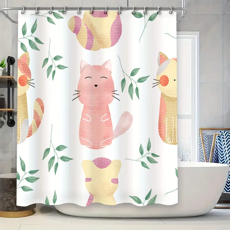 Яркая пастельная занавеска для душа с изображением кота, розовая, желтая, с цветочным дизайном для декора ванной комнаты, водонепроницаемая ткань из ТПУ, технология 3D-печати
Яркая пастельная занавеска для душа с изображением кота, розовая, желтая, с цветочным дизайном для декора ванной комнаты, водонепроницаемая ткань из ТПУ, технология 3D-печати
