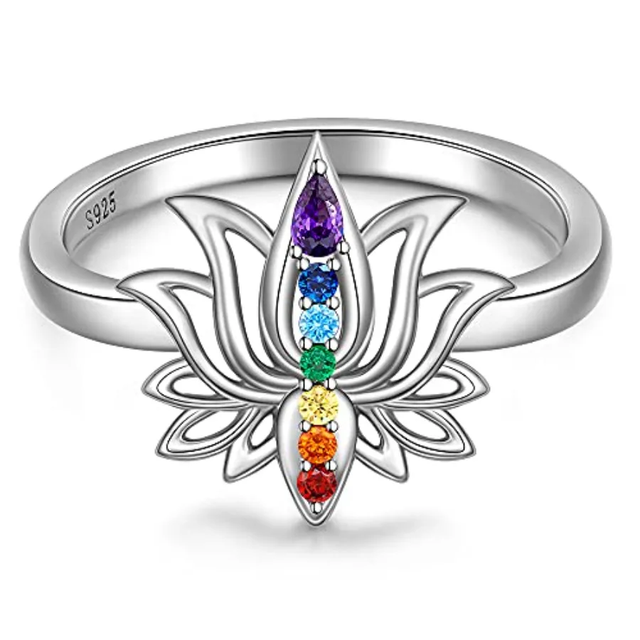 Chakra Ring Lotus Rings for Women Yoga Chakra Crystal Sterling Silver Lotus Flower Energy Balance Chakras Jewelry Meditation An
Chakra Ring Lotus Rings for Women Yoga Chakra Crystal Sterling Silver Lotus Flower Energy Balance Chakras Jewelry Meditation An