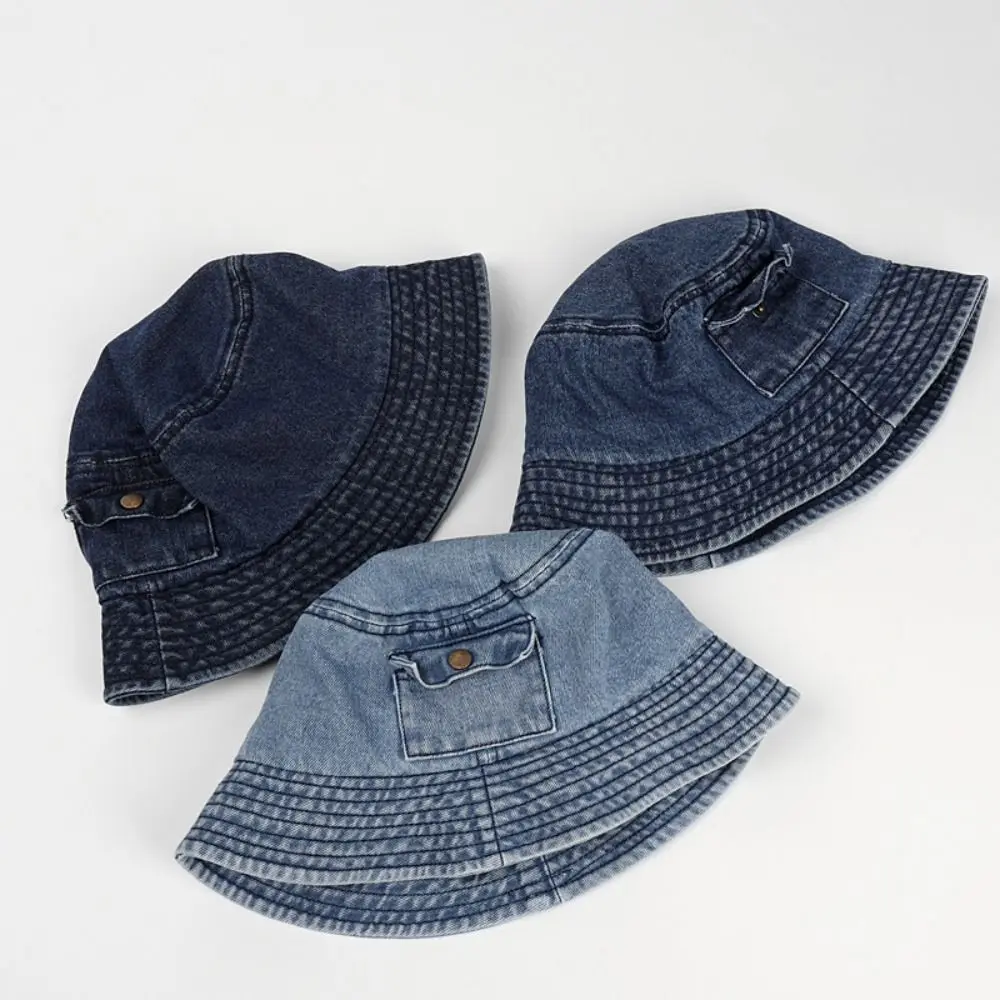 New Vintage Denim Bucket Hat Solid Color Outdoor Pocket Sun Hats Travel Korean Fisherman Cap Unisex
New Vintage Denim Bucket Hat Solid Color Outdoor Pocket Sun Hats Travel Korean Fisherman Cap Unisex