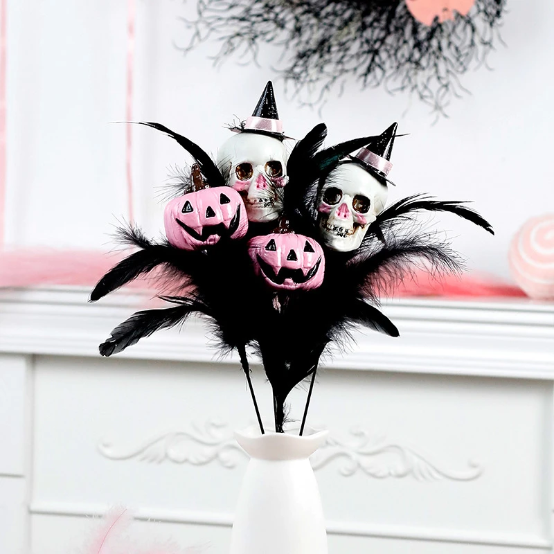 Skull feather Stem Halloween Skulls Heads Fake Flowers Dining Room Table Decor Artificial Adornment Bride feather Flower Branch
Skull feather Stem Halloween Skulls Heads Fake Flowers Dining Room Table Decor Artificial Adornment Bride feather Flower Branch