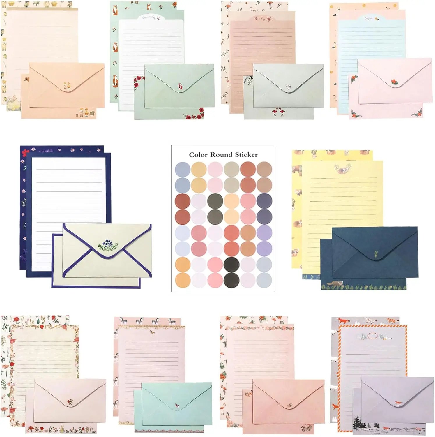 91 Pcs Stationery Paper Envelopes Set with 60 Lined Writing Paper & 30 Envelopes & 48 Round Dot Stickers for Letter Writing
91 Pcs Stationery Paper Envelopes Set with 60 Lined Writing Paper & 30 Envelopes & 48 Round Dot Stickers for Letter Writing