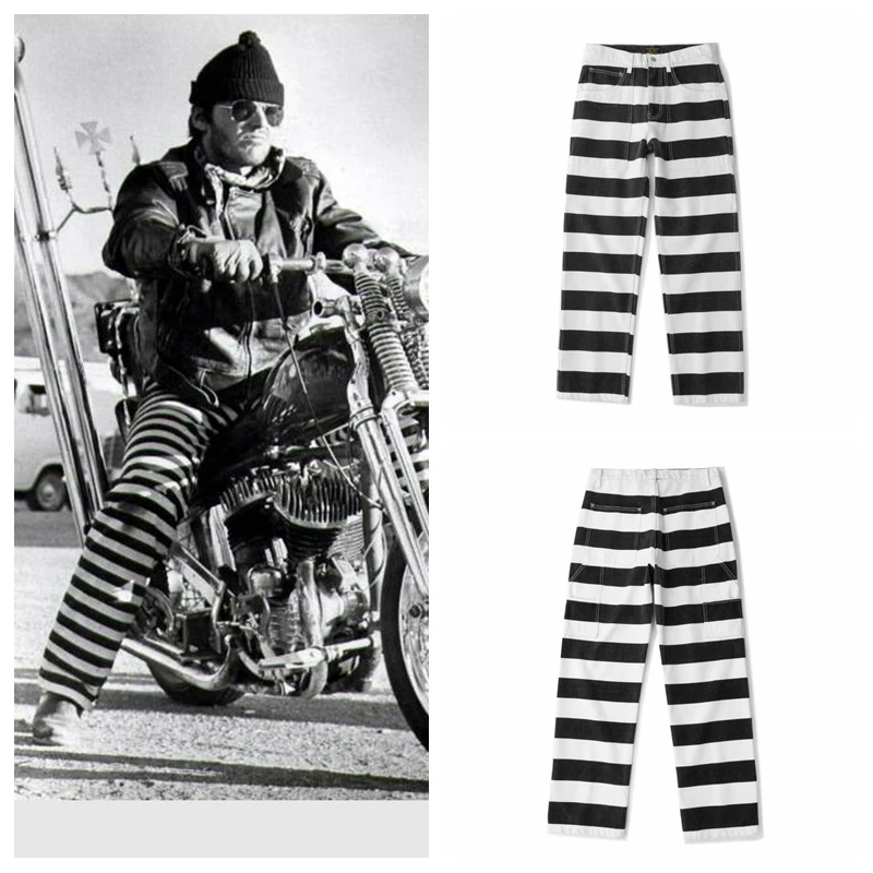 Винтажные мужские брюки из плотного канваса в полоску, рабочие, мотоциклетные, свободного кроя, повседневные
Винтажные мужские брюки из плотного канваса в полоску, рабочие, мотоциклетные, свободного кроя, повседневные