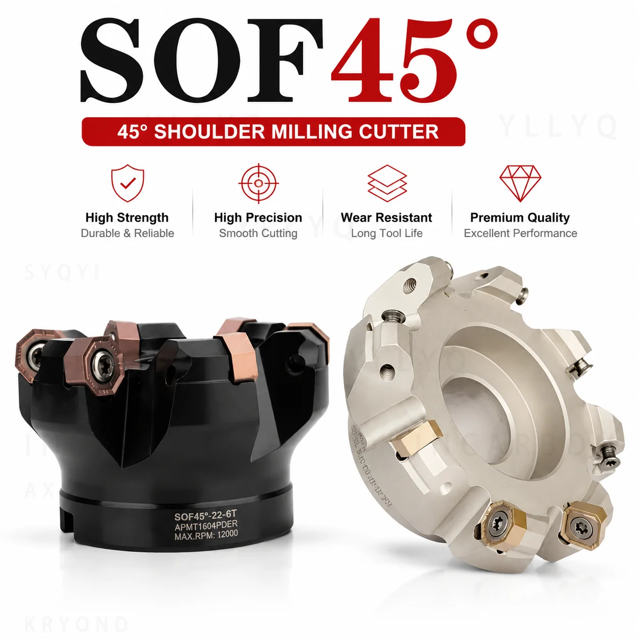 SOF45 Face Milling Cutter Head 50 63 80mm 45 Degree Double Sided Roughing For ONMU05 Carbide Inserts CNC
SOF45 Face Milling Cutter Head 50 63 80mm 45 Degree Double Sided Roughing For ONMU05 Carbide Inserts CNC