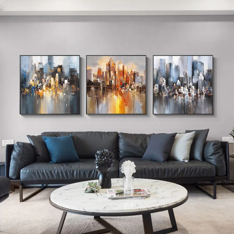 Modern abstract decoration living room sofa background atmosphere fashion light luxury city canvas painting
Modern abstract decoration living room sofa background atmosphere fashion light luxury city canvas painting