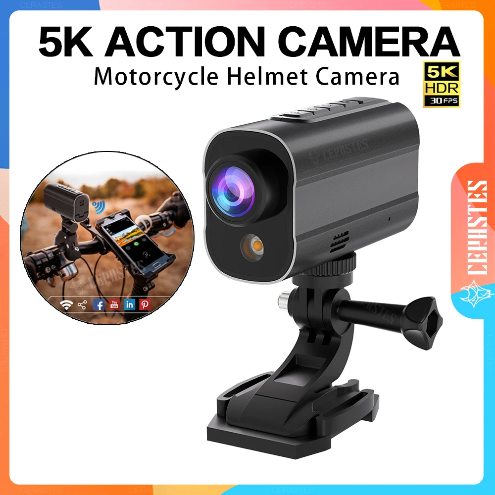 5K Action Camera Road Bike Motorcycle Helmet Camera Anti Shake Riding Bicycle Drive Recorder with Led Light WiFi Sport DV
5K Action Camera Road Bike Motorcycle Helmet Camera Anti Shake Riding Bicycle Drive Recorder with Led Light WiFi Sport DV