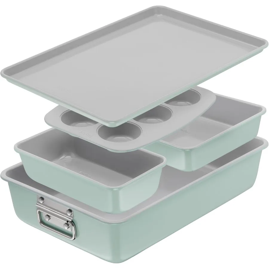 Refresh Ceramic Nonstick Baking Pans Set 5 Pieces Roaster 6Cup for Muffins Loaf Square Baking Sheets Non Stick Stackable Bakewa
Refresh Ceramic Nonstick Baking Pans Set 5 Pieces Roaster 6Cup for Muffins Loaf Square Baking Sheets Non Stick Stackable Bakewa
