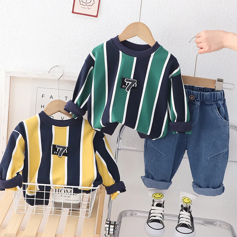 Spring Baby Boys Cotton Children Clothes Striped Sweatshirts Jeans Pants 2Pcs/Sets Infant Kids Casual Outfits Child Sportswear
Spring Baby Boys Cotton Children Clothes Striped Sweatshirts Jeans Pants 2Pcs/Sets Infant Kids Casual Outfits Child Sportswear
