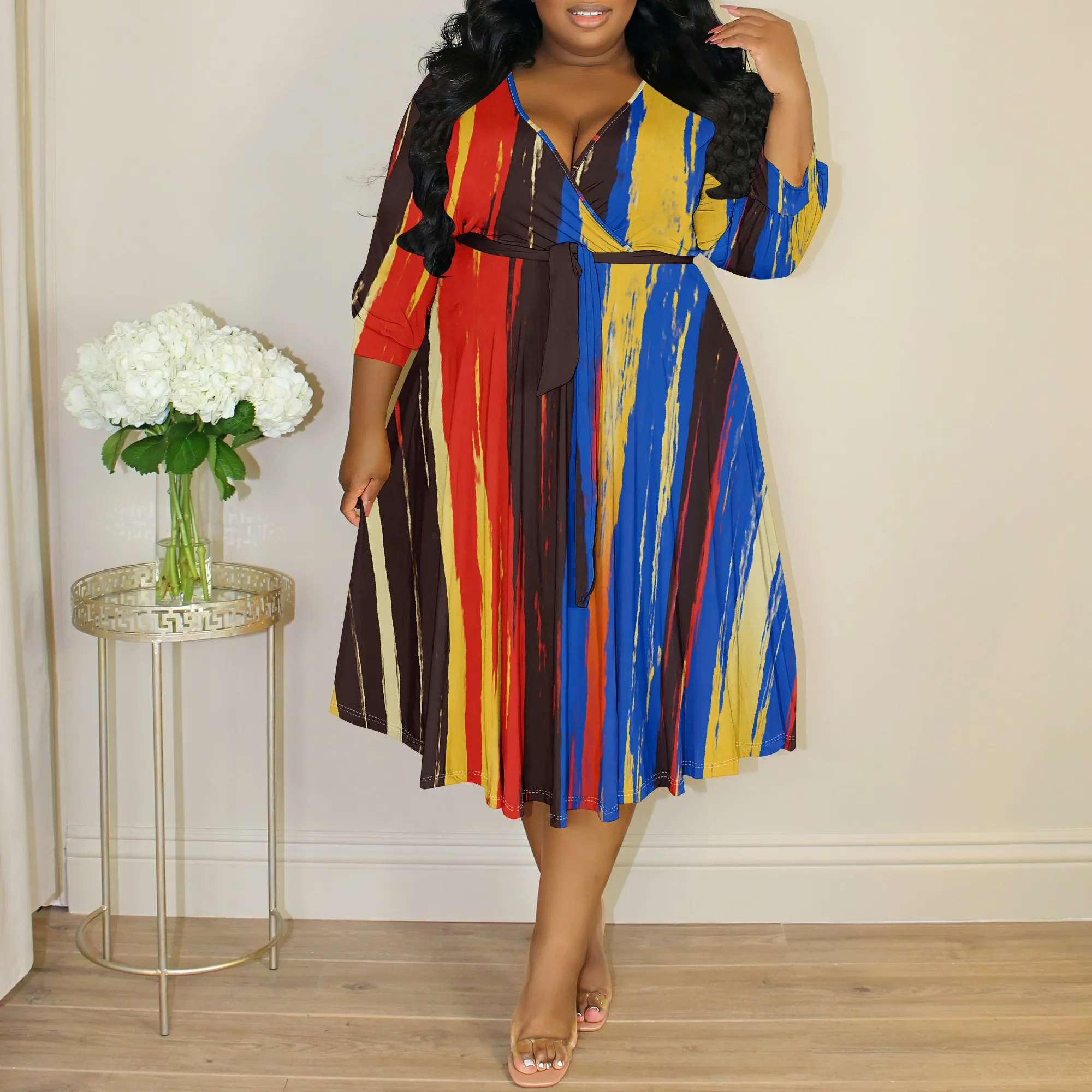 Color Splash Print Plus Size Wrap Dress XL-6XL Abstract Long Sleeve Boho Midi Dress for Women Spring Festival Wear
Color Splash Print Plus Size Wrap Dress XL-6XL Abstract Long Sleeve Boho Midi Dress for Women Spring Festival Wear