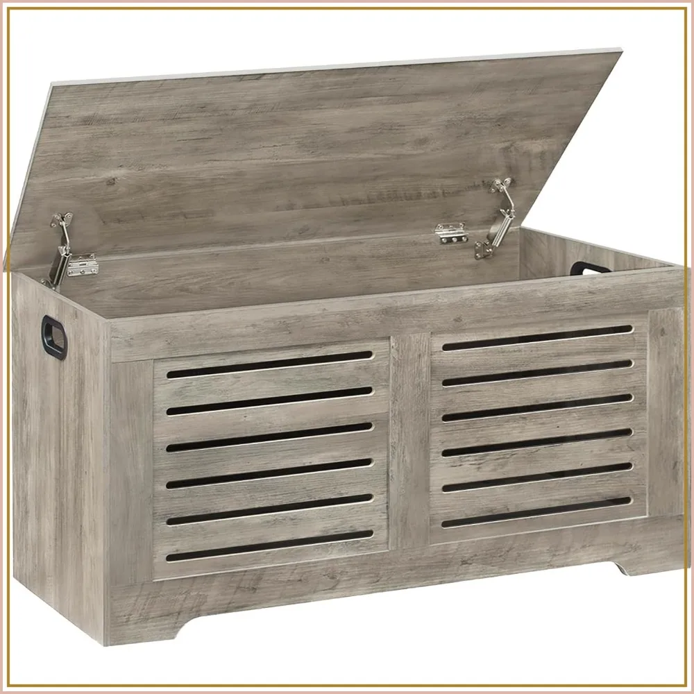 39.4" Wooden Storage Chest with Safety Hinges, Flip-Top Toy Box & Shoe Bench, Large Trunk for Living Room, Bedroom, Easy Assembly
39.4" Wooden Storage Chest with Safety Hinges, Flip-Top Toy Box & Shoe Bench, Large Trunk for Living Room, Bedroom, Easy Assembly