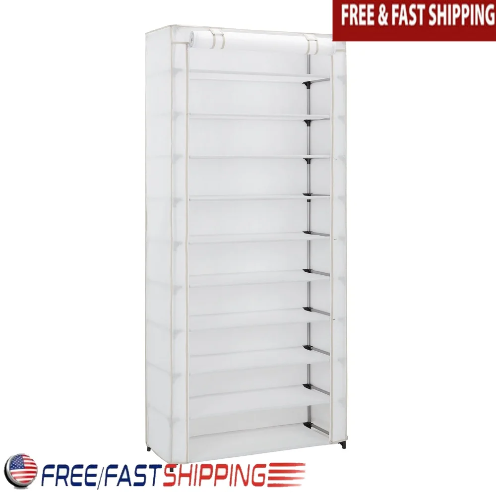 10 Tier Shoe Rack Organizer with Zip Cover 30 Pairs Storage Lightweight Durable Steel Ideal Shoes Towels Clothes
10 Tier Shoe Rack Organizer with Zip Cover 30 Pairs Storage Lightweight Durable Steel Ideal Shoes Towels Clothes