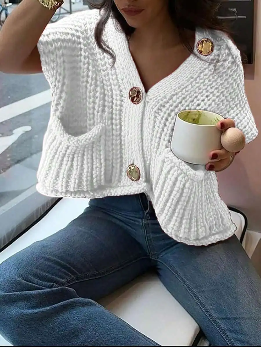 Womens V-Neck Single Breasted Knit Sweater Vest With Dual Pockets Casual
Womens V-Neck Single Breasted Knit Sweater Vest With Dual Pockets Casual