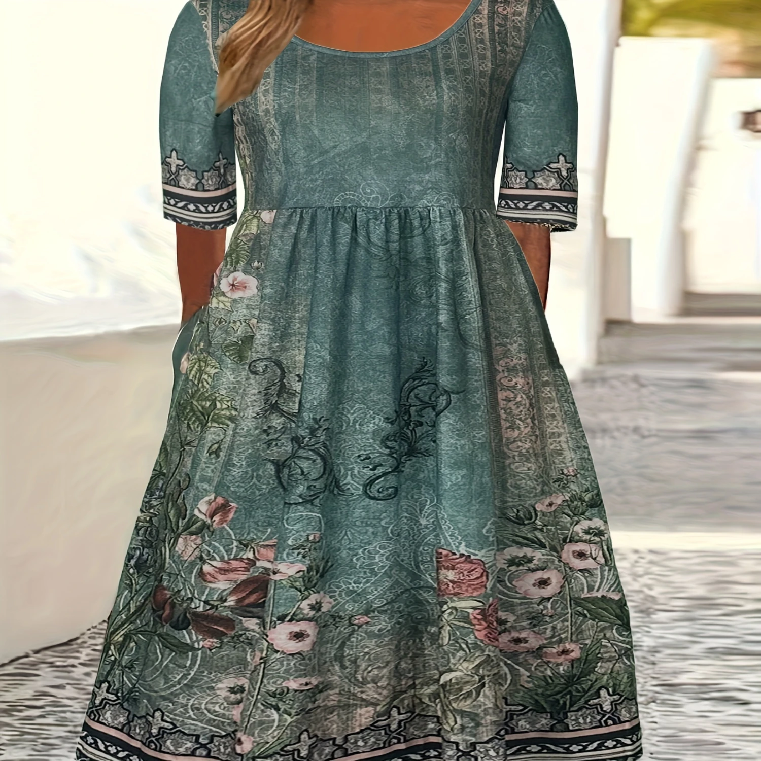 Spring & Summer Must-Have Women's Breathable Floral Print Dress - Casual Crew Neck with Short Sleeves, Perfect for Everyday & W
Spring & Summer Must-Have Women's Breathable Floral Print Dress - Casual Crew Neck with Short Sleeves, Perfect for Everyday & W