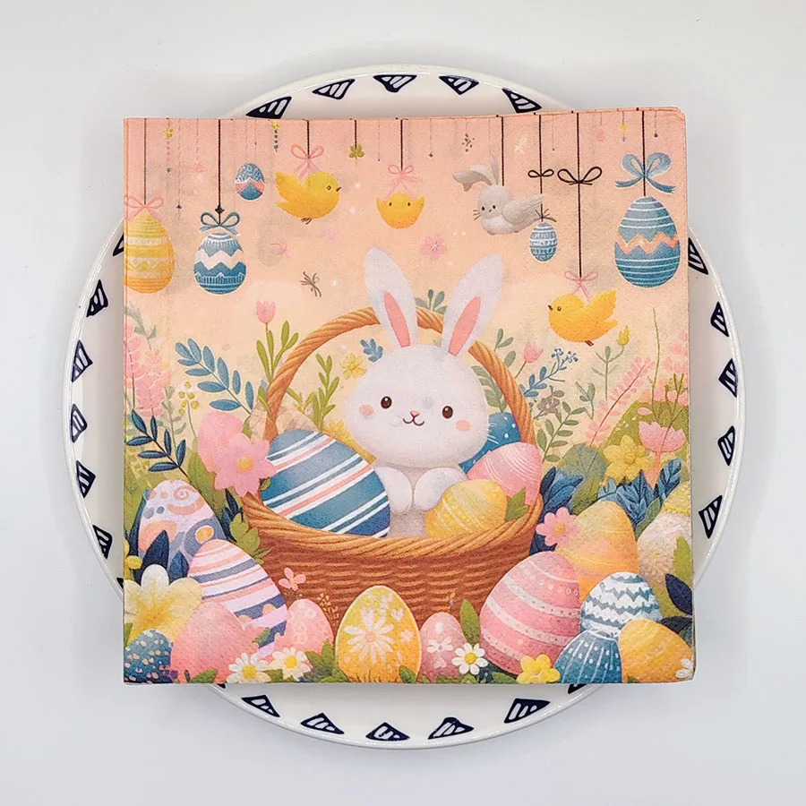 20Pcs 2-Ply Basket Bunny Napkins 33x33cm Spring w/ Floral Eggs & Hatchlings | Picnic Decor, Gender Neutral Party Supplies
20Pcs 2-Ply Basket Bunny Napkins 33x33cm Spring w/ Floral Eggs & Hatchlings | Picnic Decor, Gender Neutral Party Supplies
