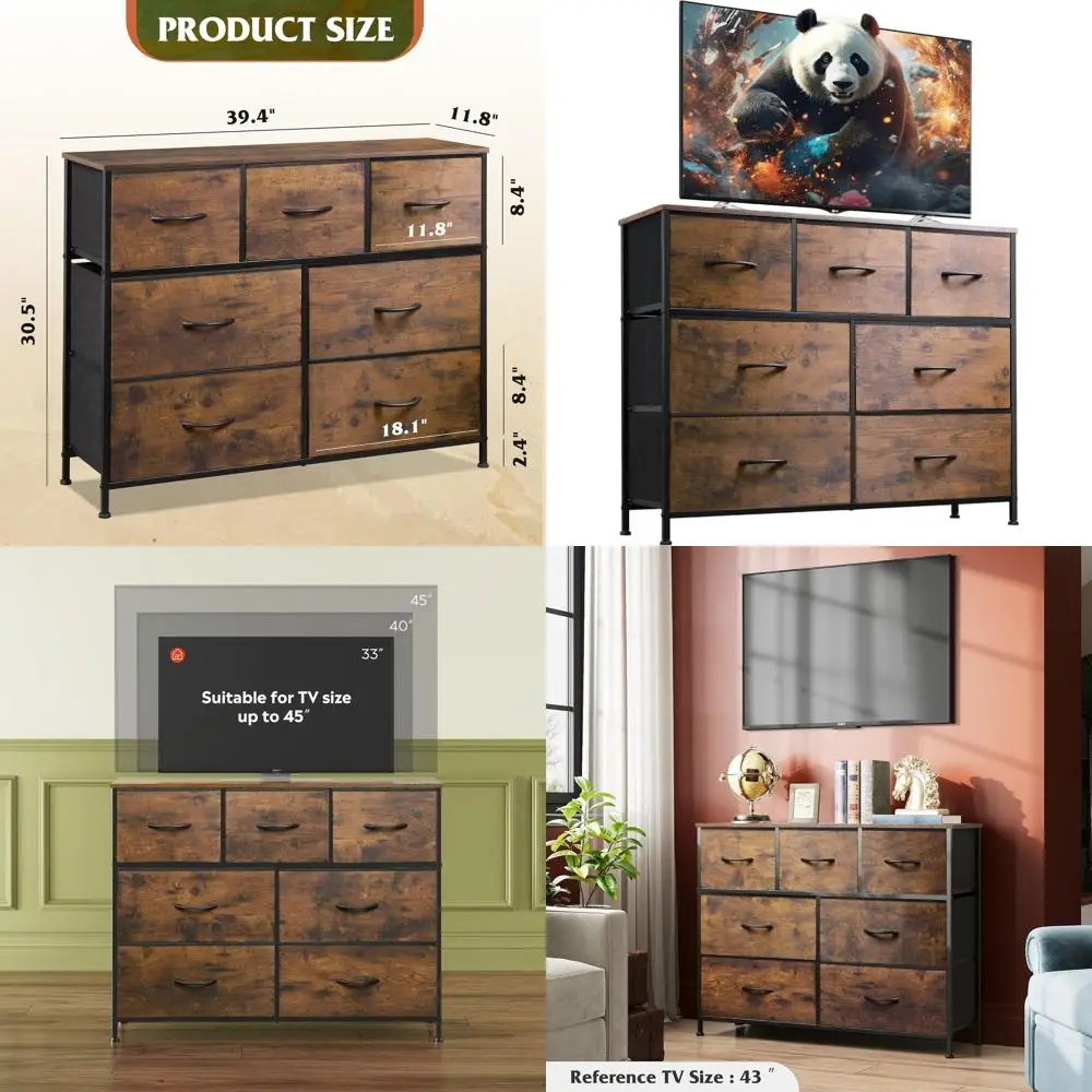 Коричневая подставка под телевизор с 7 ящиками и металлическим каркасом для 45 телевизоров, медиаконсоль для гостиной, спальни
Коричневая подставка под телевизор с 7 ящиками и металлическим каркасом для 45 телевизоров, медиаконсоль для гостиной, спальни