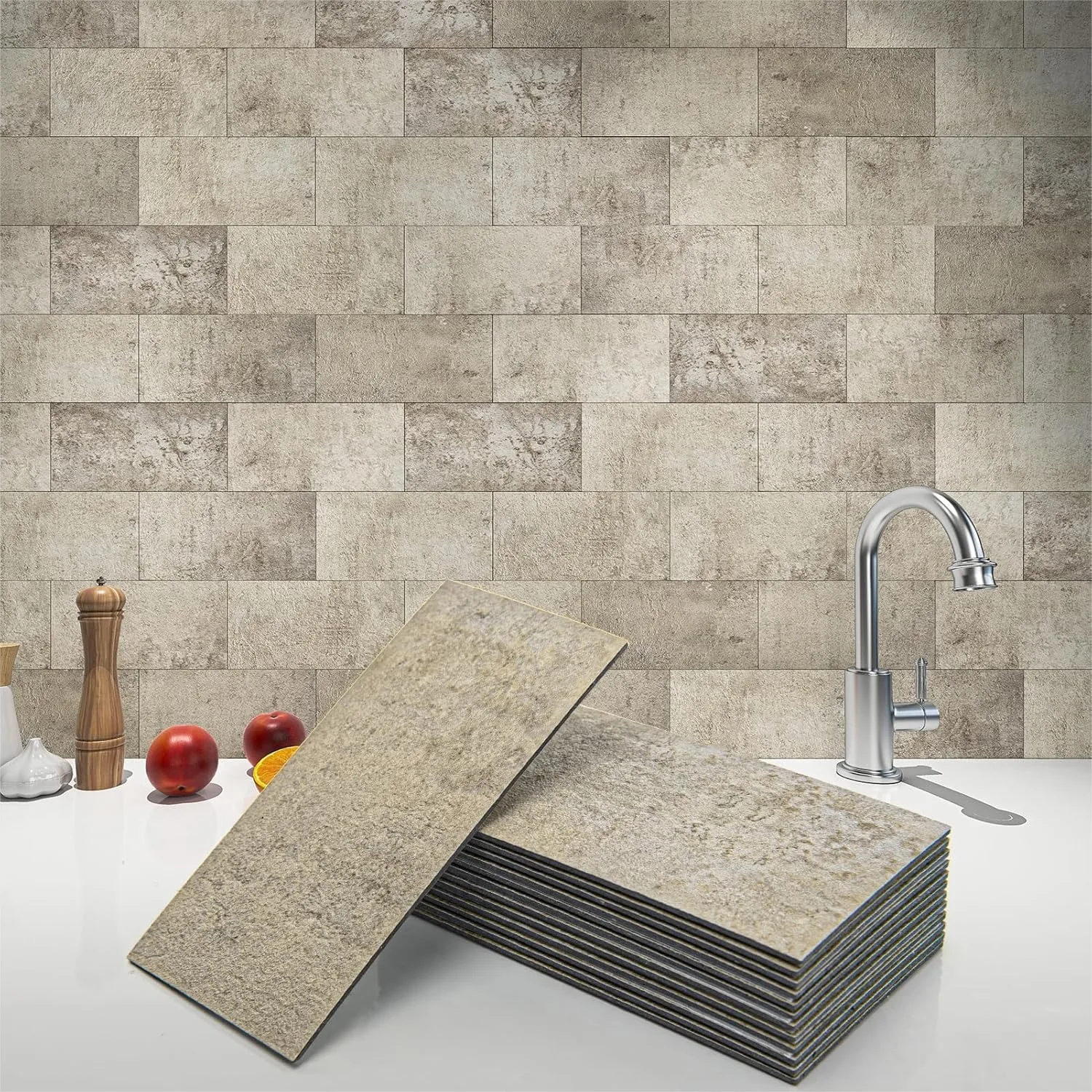 102-Piece Peel and Stick Subway Tile for Kitchen Backsplash, 3x6 Stone Beige, Easy DIY
102-Piece Peel and Stick Subway Tile for Kitchen Backsplash, 3x6 Stone Beige, Easy DIY