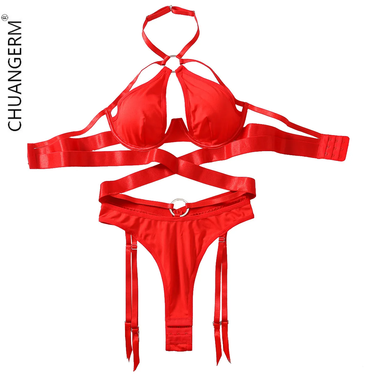 CHUANGERM Exotic Bra Top Female Sexy Solid Color Lingerie Set Cross Cutout Halter Neck Women's Underwear Set Low Cut Body Suit
CHUANGERM Exotic Bra Top Female Sexy Solid Color Lingerie Set Cross Cutout Halter Neck Women's Underwear Set Low Cut Body Suit