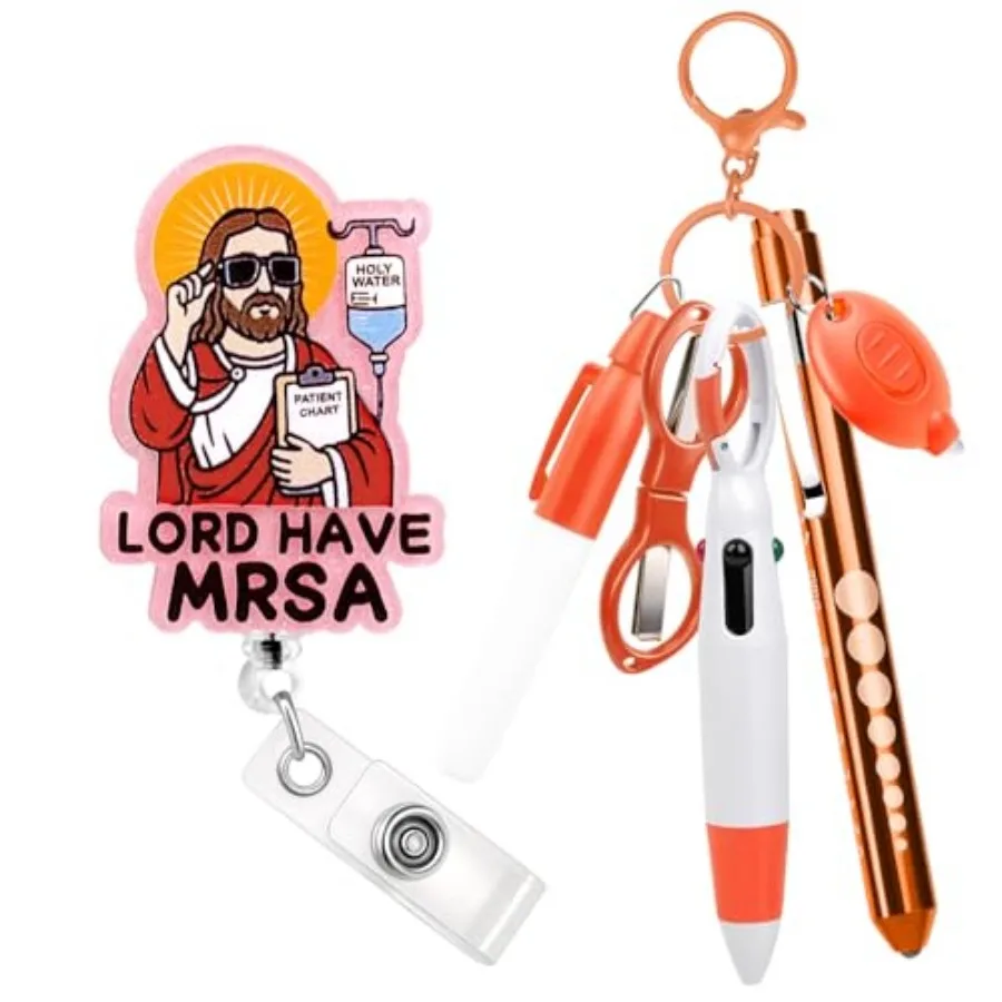 7 Pcs Nurse Badge Accessories Includes Funny Badge Reels, Permanent Marker Pen, Retractable Ballpoint Pen, Nurse Pen Light, Key
7 Pcs Nurse Badge Accessories Includes Funny Badge Reels, Permanent Marker Pen, Retractable Ballpoint Pen, Nurse Pen Light, Key