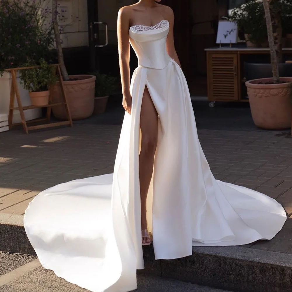 Crystal Panel Train A-Line Front Slit Exquisite and FashionEvening Dresses Custom Size Floor Length Strapless Satin Sleeveless
Crystal Panel Train A-Line Front Slit Exquisite and FashionEvening Dresses Custom Size Floor Length Strapless Satin Sleeveless
