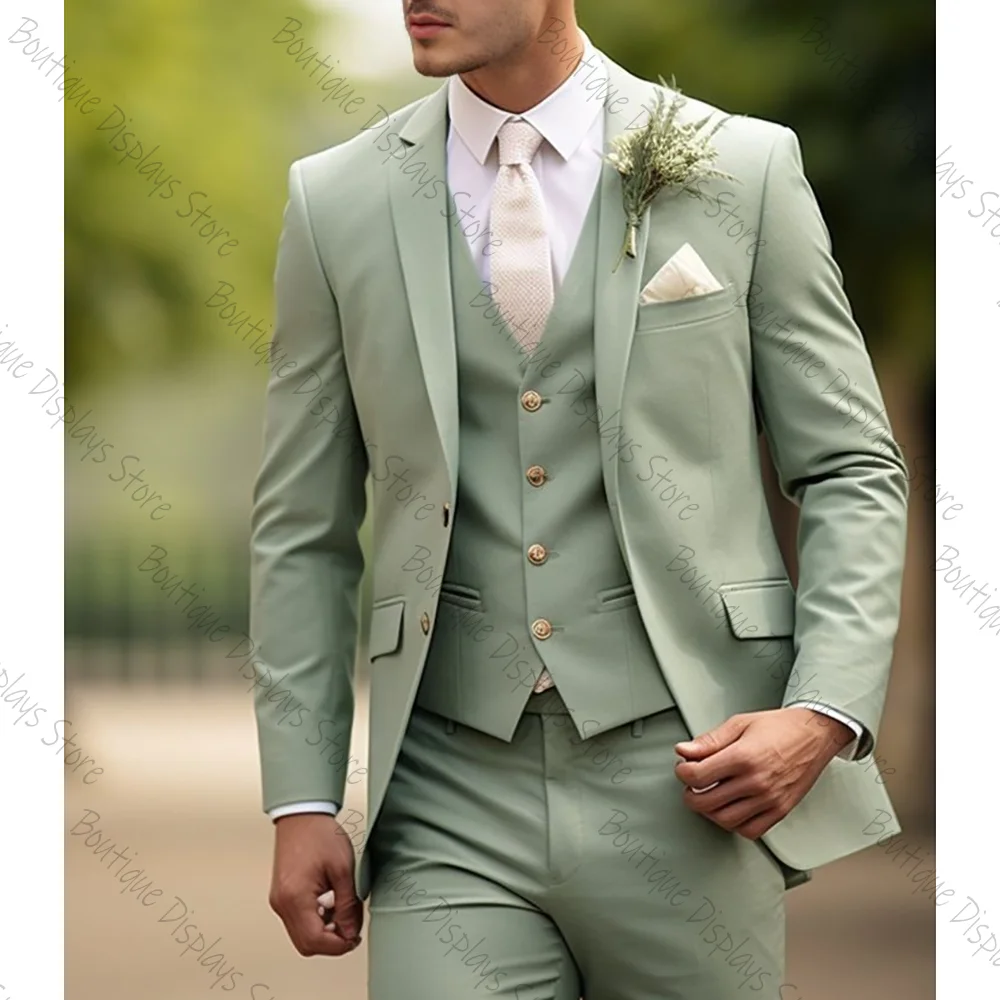 Fresh Green Slim Men Suit Single-breasted Peak Lapel 3 Pieces(Jacket+Pants+Vest) Male Formal Wedding Party Set
Fresh Green Slim Men Suit Single-breasted Peak Lapel 3 Pieces(Jacket+Pants+Vest) Male Formal Wedding Party Set