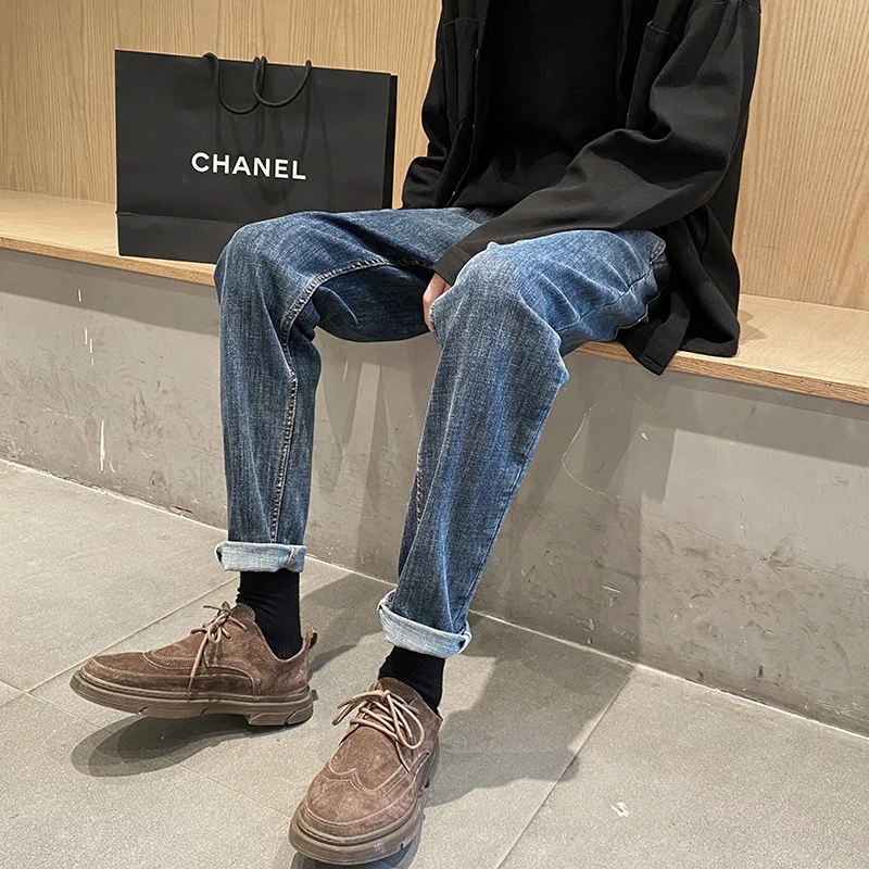 Мужские джинсы Slim Fit для повседневной носки, весна-осень, модные, брендовые, в стиле High Street, из хлопка и полиэстера, эластичные, износостойкие, длинные брюки
Мужские джинсы Slim Fit для повседневной носки, весна-осень, модные, брендовые, в стиле High Street, из хлопка и полиэстера, эластичные, износостойкие, длинные брюки