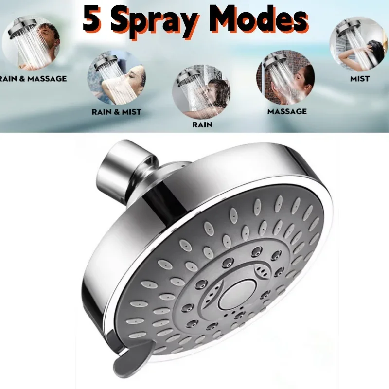 High flow fixed shower nozzle with 5 adjustable modes, high-pressure shower nozzle, bathroom fixed device
High flow fixed shower nozzle with 5 adjustable modes, high-pressure shower nozzle, bathroom fixed device