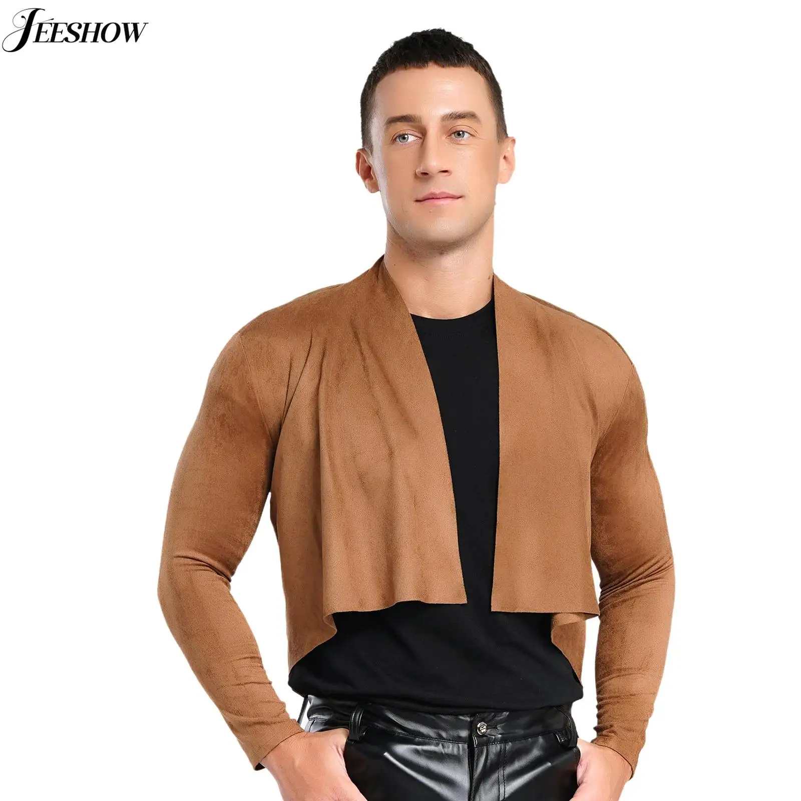 Mens Faux Suede Long Sleeve Cardigan Cowboy Role Play Costume Open Front Cropped Jacket Waterfall Neckline Short Coat Clubwear
Mens Faux Suede Long Sleeve Cardigan Cowboy Role Play Costume Open Front Cropped Jacket Waterfall Neckline Short Coat Clubwear