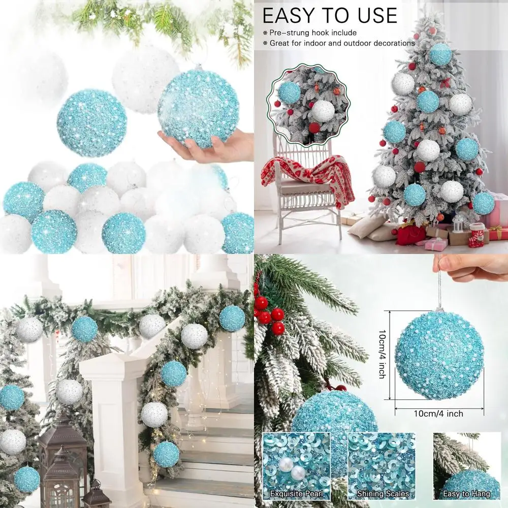 Набор блестящих рождественских шаров, 24 шт., подвесной декор из пенопласта с блестками, белый и голубой, для елки, дома, свадьбы, праздника P
Набор блестящих рождественских шаров, 24 шт., подвесной декор из пенопласта с блестками, белый и голубой, для елки, дома, свадьбы, праздника P