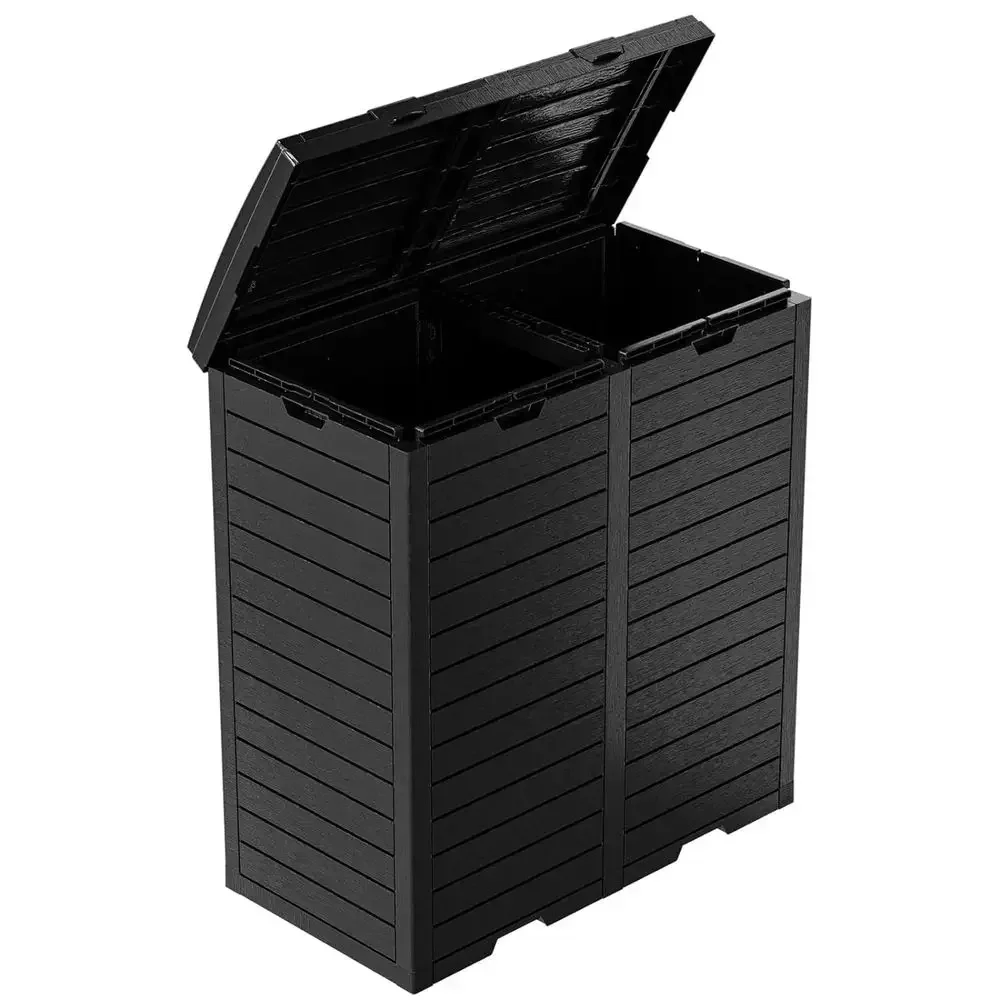 Outdoor Double Trash Can, Waterproof Resin Bin with Lid and Drip Tray for Patio and Kitchen Use (Black)
Outdoor Double Trash Can, Waterproof Resin Bin with Lid and Drip Tray for Patio and Kitchen Use (Black)