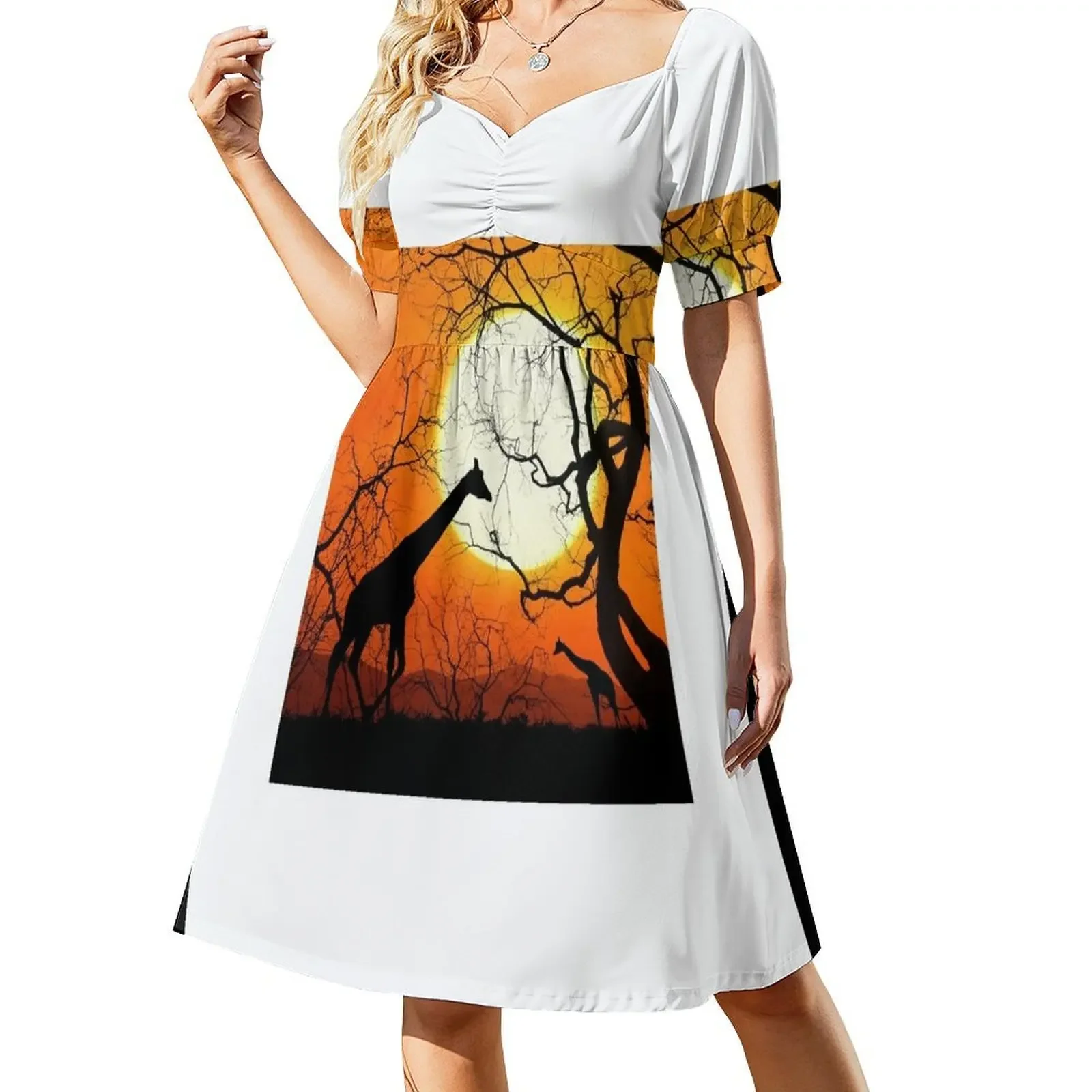Giraffe with sunset Short-Sleeved Dress Dress for pregnant women Summer skirt Dress for girls
Giraffe with sunset Short-Sleeved Dress Dress for pregnant women Summer skirt Dress for girls