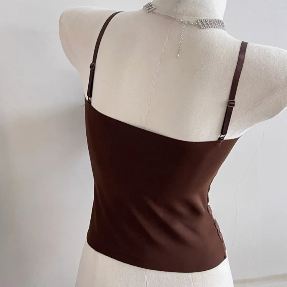 Fashion Mesh Flower Slim Lace Crop Top Sweet Fish Bone Lines Girl's Vest Top Bottoming Shirt V Neck Camisole with Pads Lady
Fashion Mesh Flower Slim Lace Crop Top Sweet Fish Bone Lines Girl's Vest Top Bottoming Shirt V Neck Camisole with Pads Lady