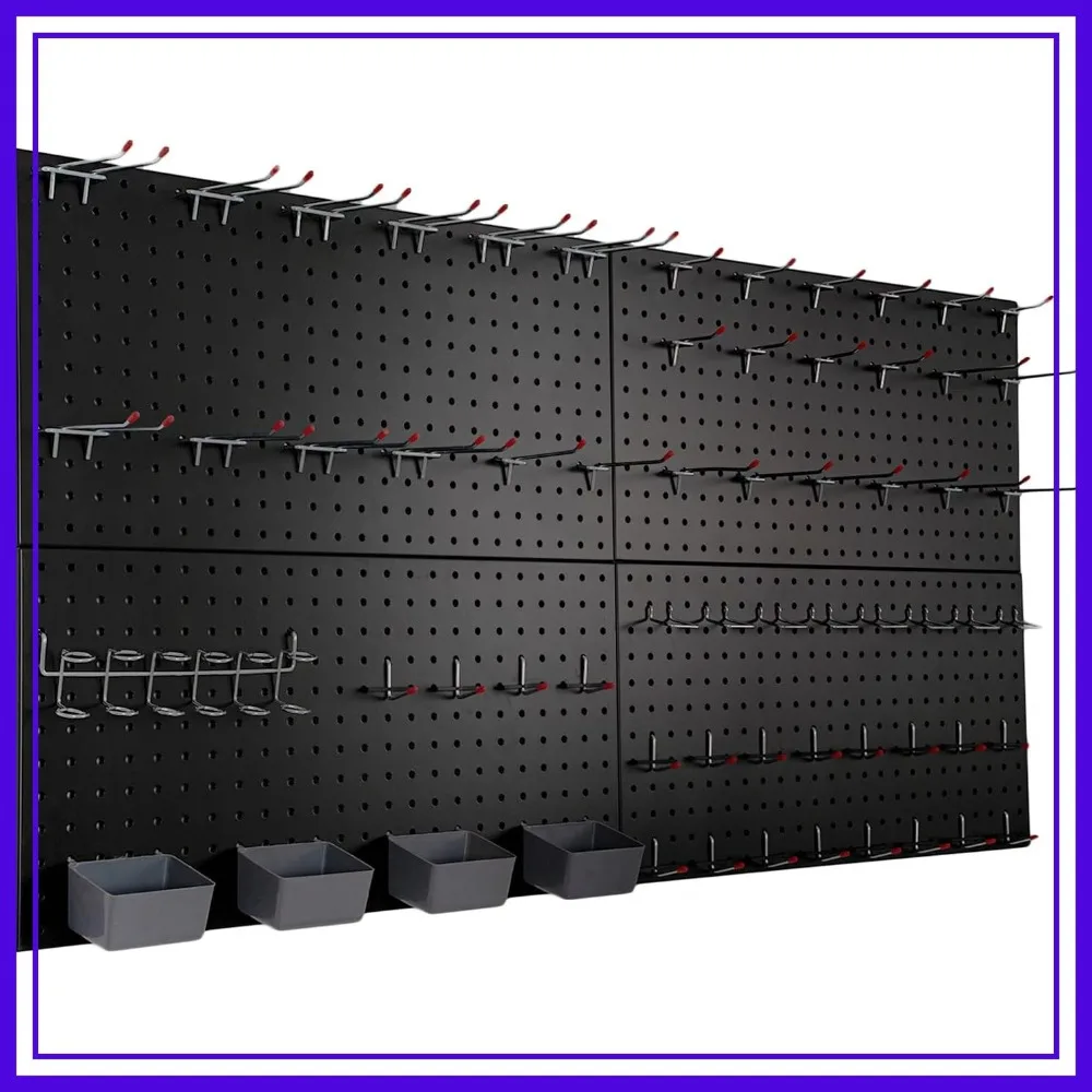 48x24 inch Pegboard Wall Organizer with 63 Hooks, Garage Storage, Metal Panels, Modular Tool Organization, Black
48x24 inch Pegboard Wall Organizer with 63 Hooks, Garage Storage, Metal Panels, Modular Tool Organization, Black