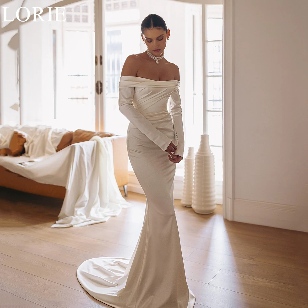 LORIE Elegant Satin Wedding Dresses Mermaid Draped Long Sleeves Bride Prom Gown Sweep Train 2025 Vintage Bridal Gowns Customized
LORIE Elegant Satin Wedding Dresses Mermaid Draped Long Sleeves Bride Prom Gown Sweep Train 2025 Vintage Bridal Gowns Customized