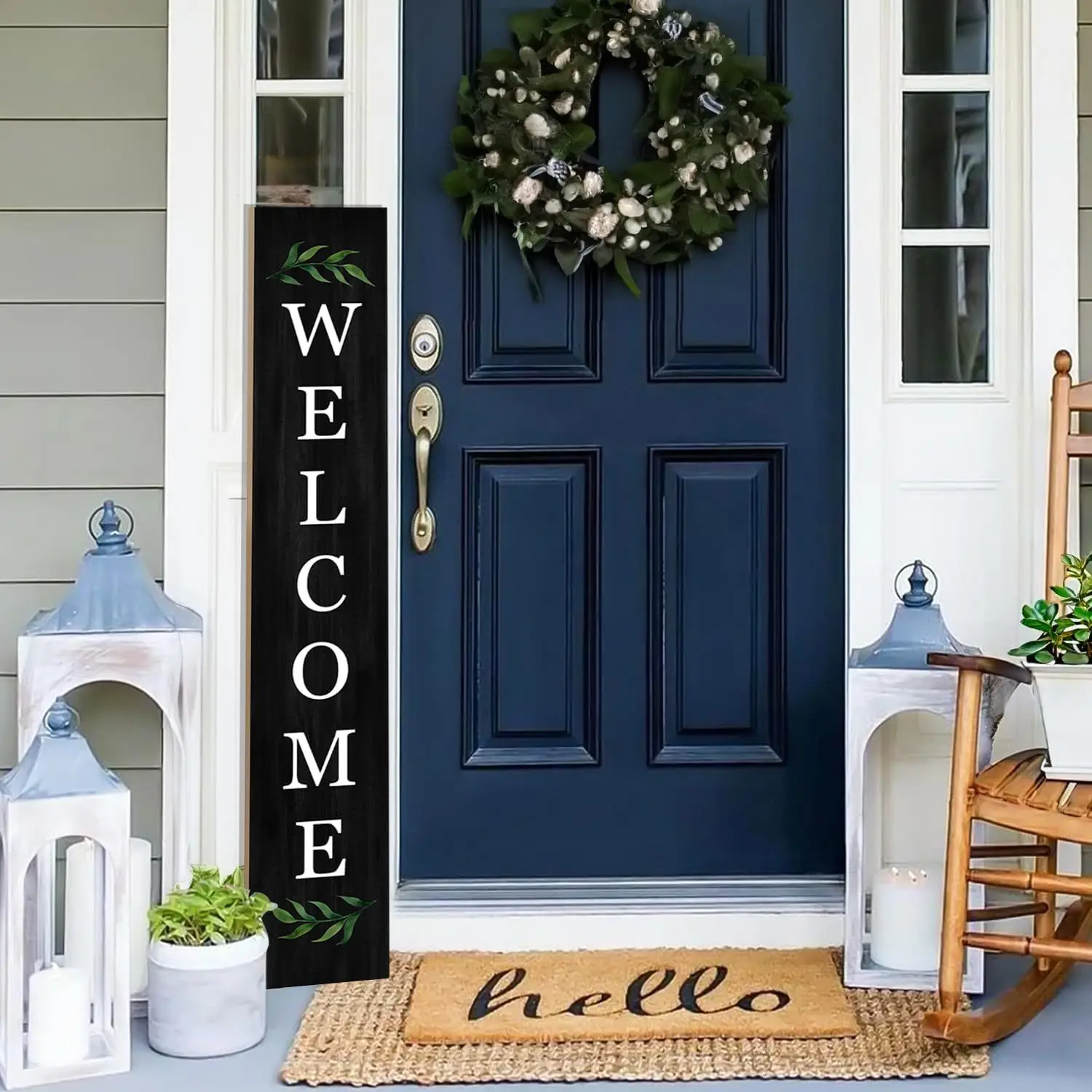 Rustic Wooden Welcome Porch Sign - Large 47" Black Vertical Wall-Mounted Door Decor with Greenery Accents for Home, Yard, and Seasonal Party Decorations
Rustic Wooden Welcome Porch Sign - Large 47" Black Vertical Wall-Mounted Door Decor with Greenery Accents for Home, Yard, and Seasonal Party Decorations