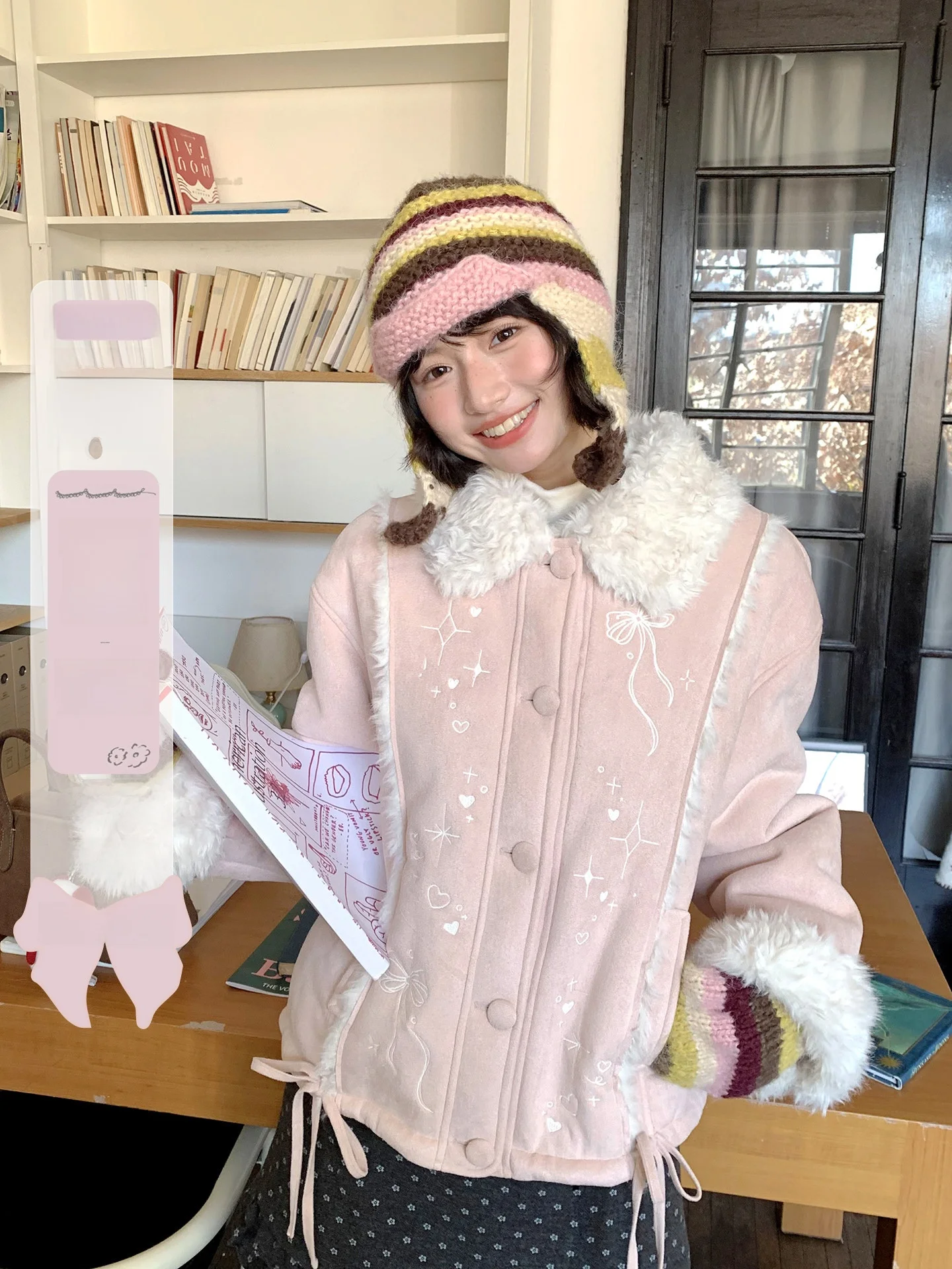 Soft Pink Short Female Jacket Jiang Jam Embroidered Fur Collar Leather And Fur Integrated Casual Style Long Sleeve Loose Fit
Soft Pink Short Female Jacket Jiang Jam Embroidered Fur Collar Leather And Fur Integrated Casual Style Long Sleeve Loose Fit