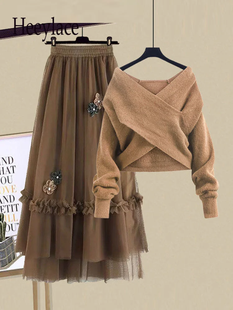 Fall Winter Knitted 2 Piece Sets Women Long Sleeve Knitted Sweater And High Waist Mesh Long Skirts Sets For Women Clothing
Fall Winter Knitted 2 Piece Sets Women Long Sleeve Knitted Sweater And High Waist Mesh Long Skirts Sets For Women Clothing