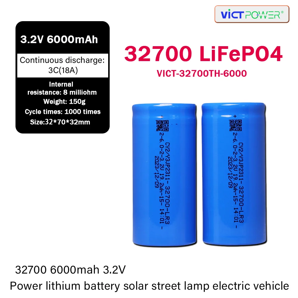 Victpower 32700 6Ah Cell Good Quality Deep Cycle Lithium Lifepo4 32700 3.2V 6000Mah Batteries
Victpower 32700 6Ah Cell Good Quality Deep Cycle Lithium Lifepo4 32700 3.2V 6000Mah Batteries