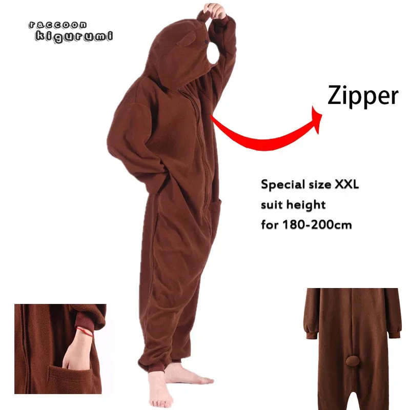 Очень большой 180-200 см унисекс коричневый флисовый комбинезон с изображением медведя для мальчиков и девочек, Рождественский косплей, зимняя пижама с енотом кигуруми для взрослых 
Очень большой 180-200 см унисекс коричневый флисовый комбинезон с изображением медведя для мальчиков и девочек, Рождественский косплей, зимняя пижама с енотом кигуруми для взрослых