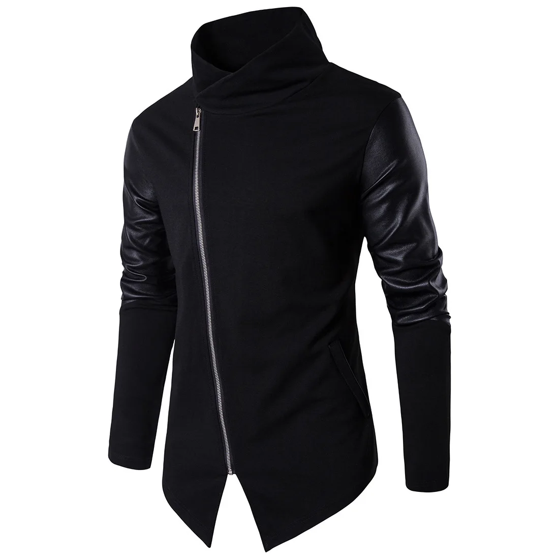 Leather Patchwork Jackets Knit Sweater Fashion Cotton pring Outfit New Stand Up Collar Jacket Zipper Slim Fit Knit Sweater men
Leather Patchwork Jackets Knit Sweater Fashion Cotton pring Outfit New Stand Up Collar Jacket Zipper Slim Fit Knit Sweater men