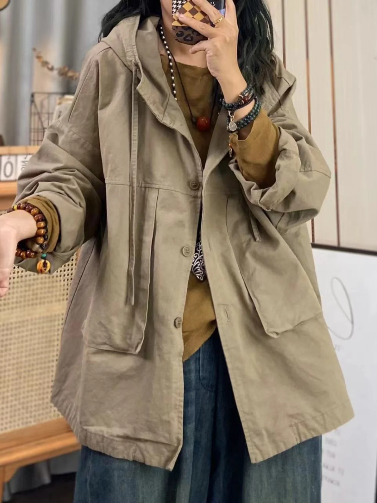 Women's Casual Hooded Workwear Jacket Pure Color Washed Cotton Loose Fit Versatile Open Cardigan Top Commute Style Long Sleeve
Women's Casual Hooded Workwear Jacket Pure Color Washed Cotton Loose Fit Versatile Open Cardigan Top Commute Style Long Sleeve