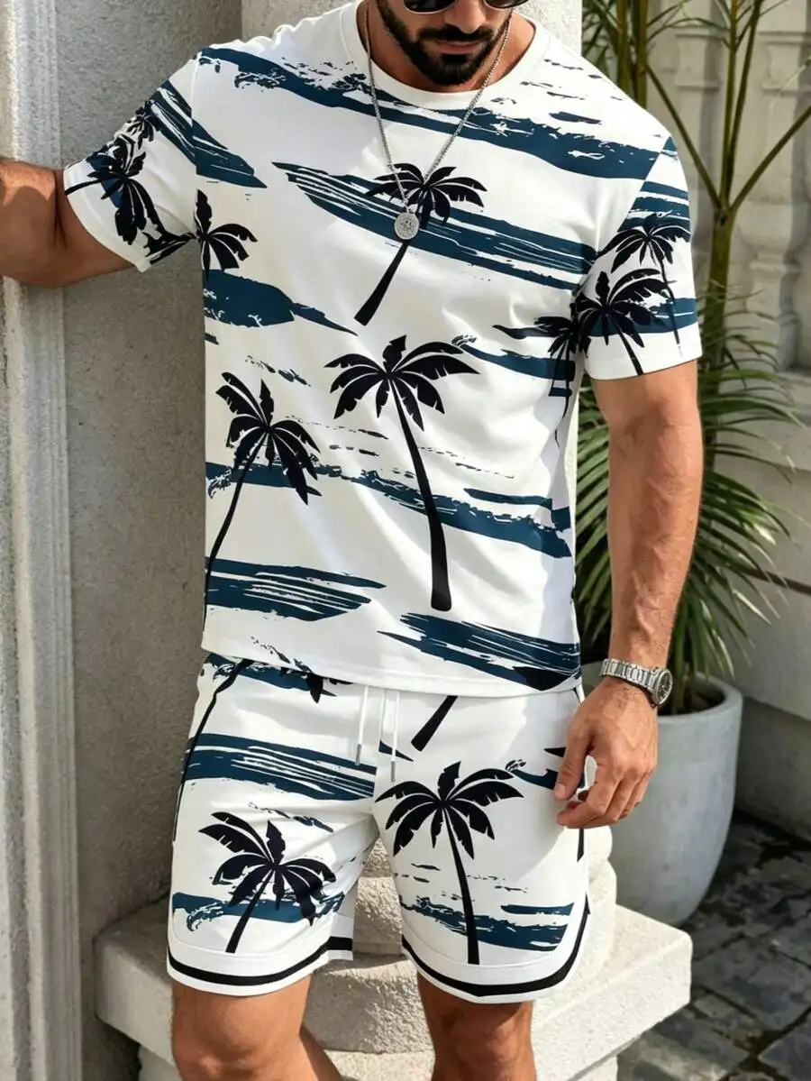 Mens Palm Tree Print Short Sleeve T-Shirt And Shorts Set
Mens Palm Tree Print Short Sleeve T-Shirt And Shorts Set