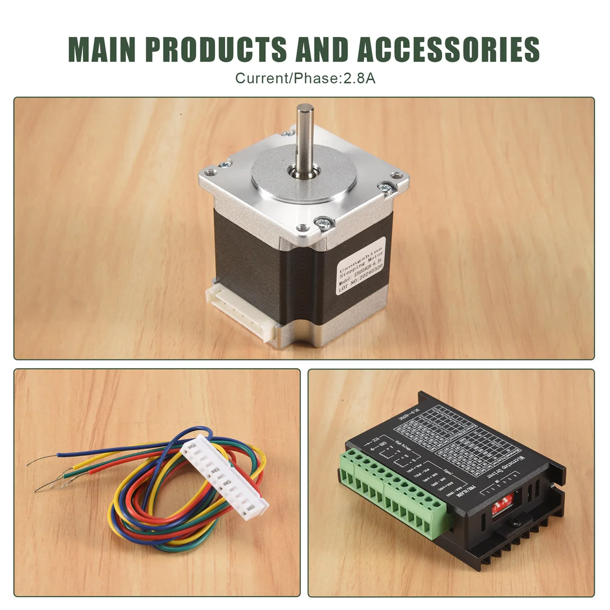 #681Q Nema 23 23HS5628 Stepper Motor 57 Motor 2.8A with Driver(6.35MM) (black&silver)
#681Q Nema 23 23HS5628 Stepper Motor 57 Motor 2.8A with Driver(6.35MM) (black&silver)