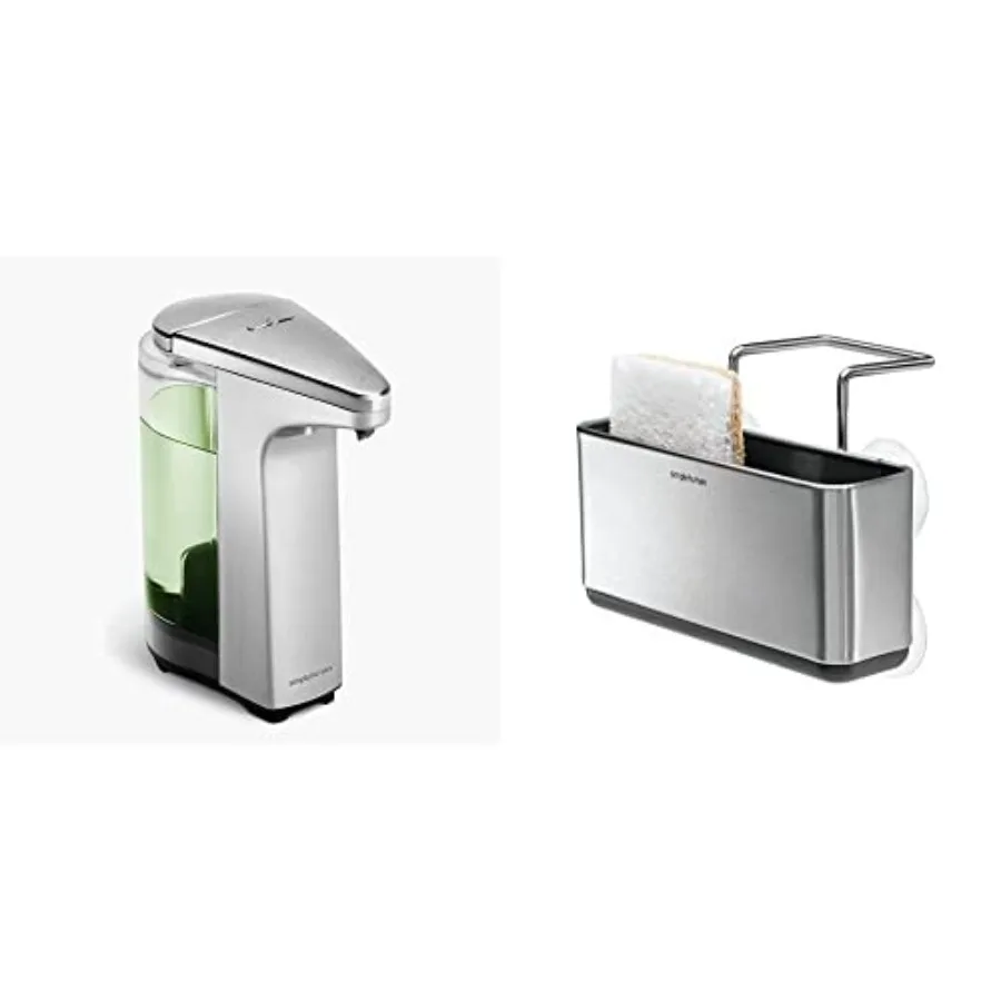 8 oz. Touch-Free Sensor Liquid Soap Pump Dispenser for Bathroom Sink, Brushed Nickel, Slim Sink Caddy Sponge Holder, Brushed St
8 oz. Touch-Free Sensor Liquid Soap Pump Dispenser for Bathroom Sink, Brushed Nickel, Slim Sink Caddy Sponge Holder, Brushed St