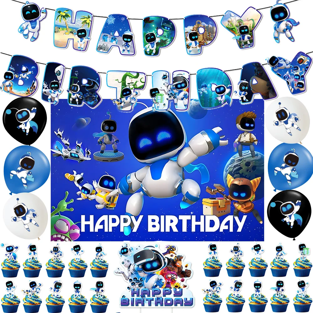 Astro Bot Birthday Party Decoration Balloon Set Banner Background Cloth Cake Topper Party Accessories Baby Shower Party Supplies
Astro Bot Birthday Party Decoration Balloon Set Banner Background Cloth Cake Topper Party Accessories Baby Shower Party Supplies