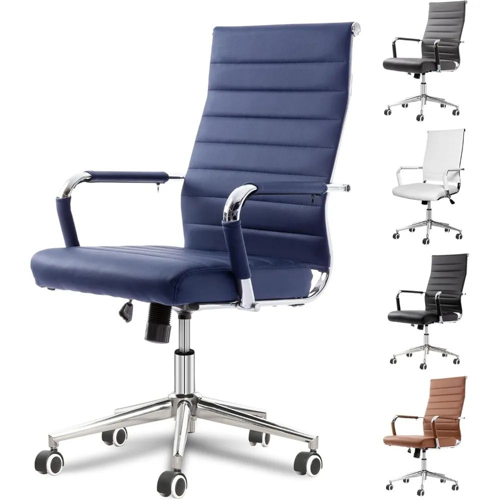 Okeysen Navy Blue Office Desk Chair, Ergonomic Leather Modern Conference Room Chairs, Executive Ribbed Height Adjustable Swivel
Okeysen Navy Blue Office Desk Chair, Ergonomic Leather Modern Conference Room Chairs, Executive Ribbed Height Adjustable Swivel