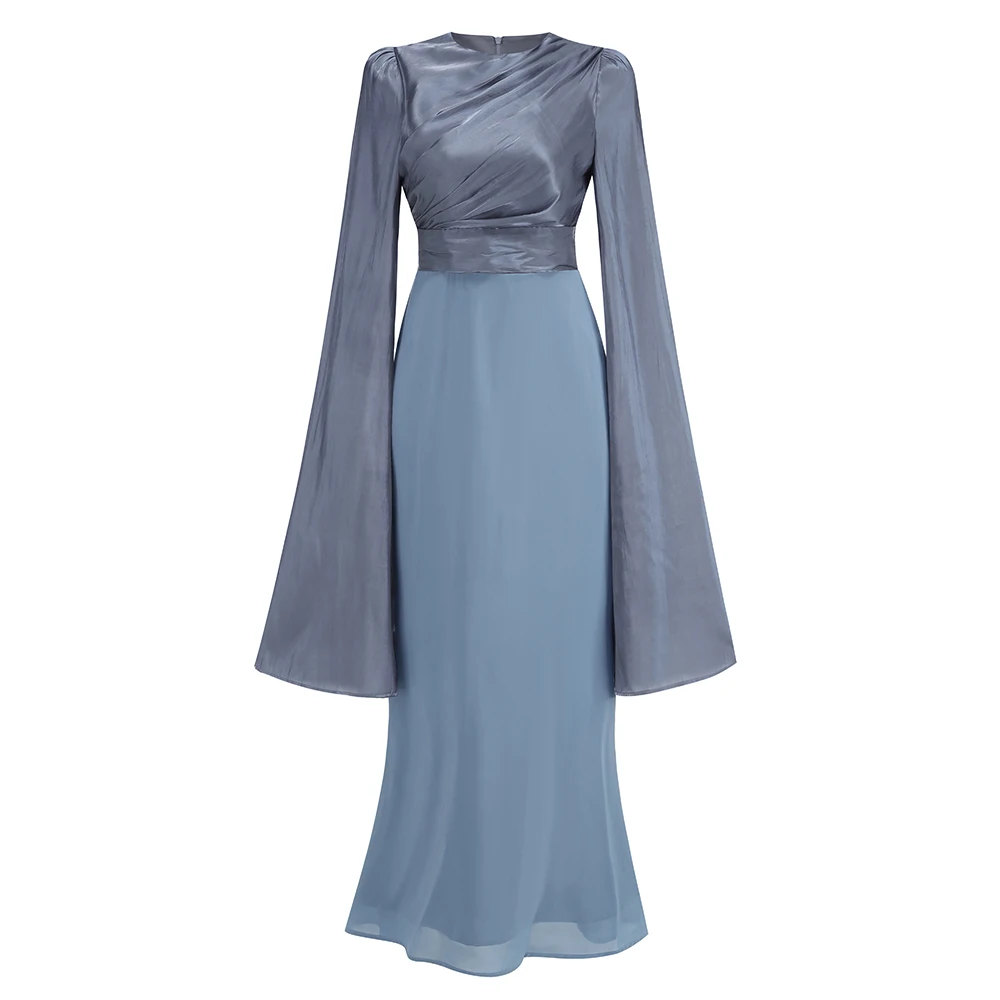 Women's Patchwork Large Swing Sleeve Bat Sleeve Long Sleeve Satin Slim-Fit Floor-Length Dress Light Luxury Design Dress
Women's Patchwork Large Swing Sleeve Bat Sleeve Long Sleeve Satin Slim-Fit Floor-Length Dress Light Luxury Design Dress