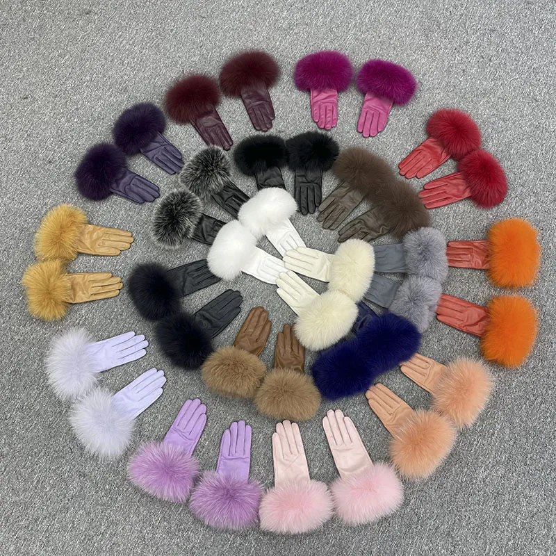 JANEFUR Winter Women Leather Gloves with Real Fox Fur Luxury Elegant Warm Fleece Lined Genuine Sheepskin Mittens JFD2-21004
JANEFUR Winter Women Leather Gloves with Real Fox Fur Luxury Elegant Warm Fleece Lined Genuine Sheepskin Mittens JFD2-21004