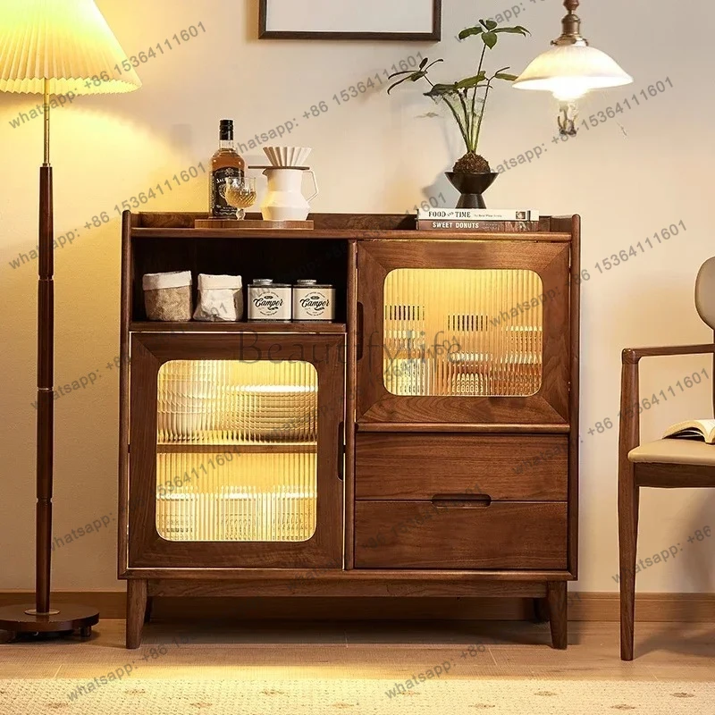 Black walnut side cabinet Nordic simple wrong side cabinet Home restaurant locker
Black walnut side cabinet Nordic simple wrong side cabinet Home restaurant locker