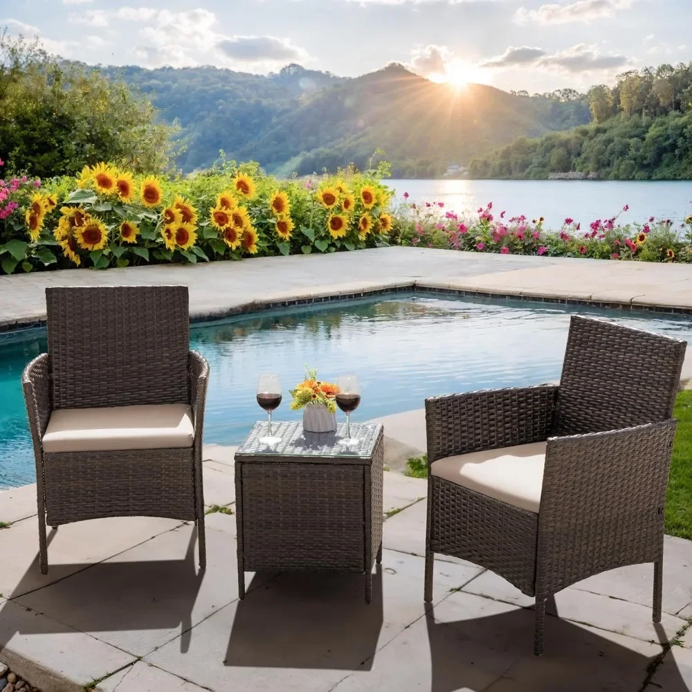 Furniture - A 3-piece Set of All-weather Rattan Outdoor Furniture Porch Terrace Chair with Tempered Glass - Table and Chair Set
Furniture - A 3-piece Set of All-weather Rattan Outdoor Furniture Porch Terrace Chair with Tempered Glass - Table and Chair Set
